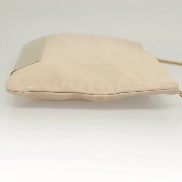 Jimmy Choo Chain Shoulder Bag Leather Beige Gold Auth bs27431 - Picture 7 of 15